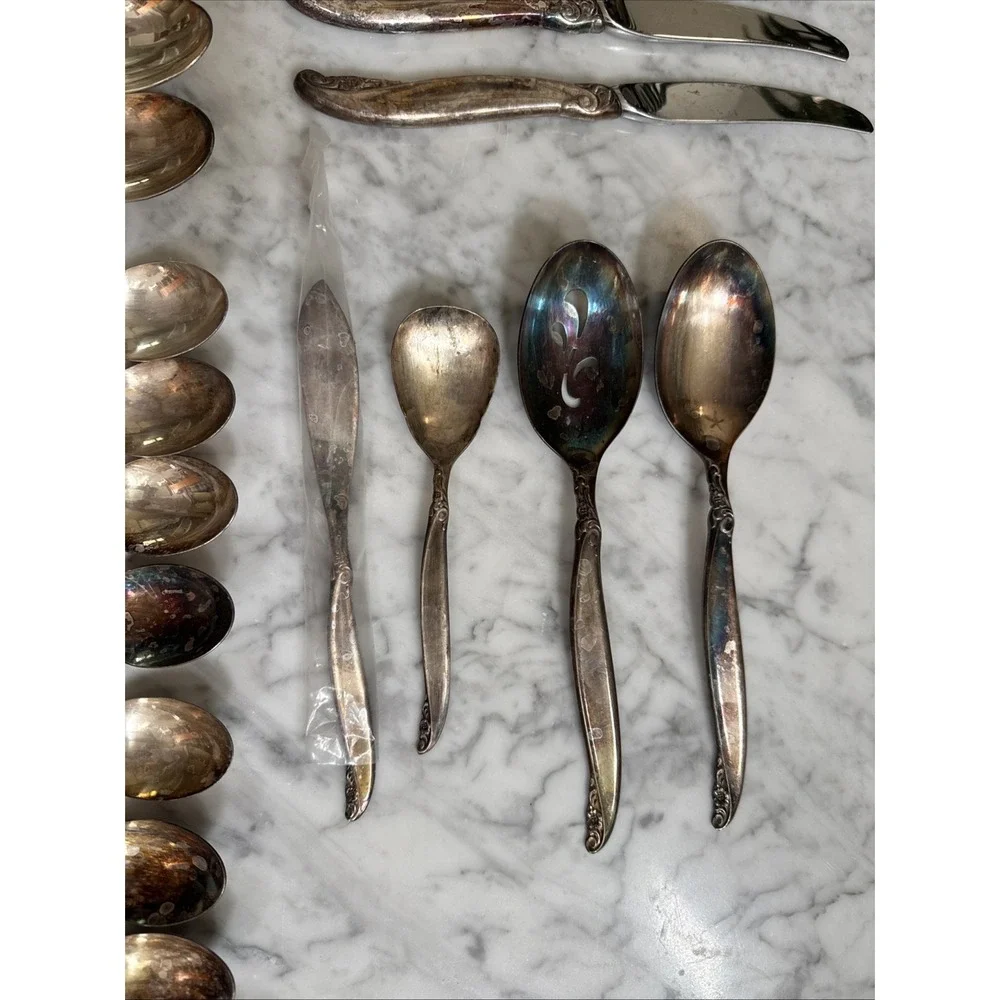 1847 Rogers Bros Vintage 1961 Silver Plate Leilani 43 Pc Flatware Set For 8 Read
